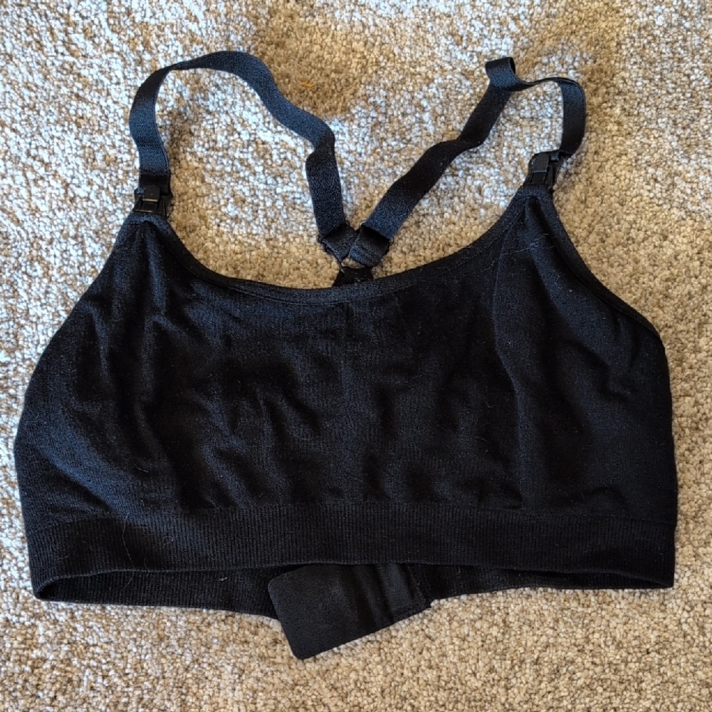 Bamboobies Black Racerback Nursing Bra, Size XS